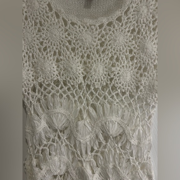 Fever Hand Crochet Women’s Ivory Acrylic Knit Top Sweater Sz. Small - Picture 7 of 9